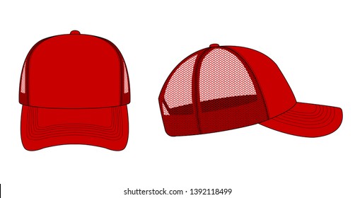 trucker cap / mesh cap template illustration (red)