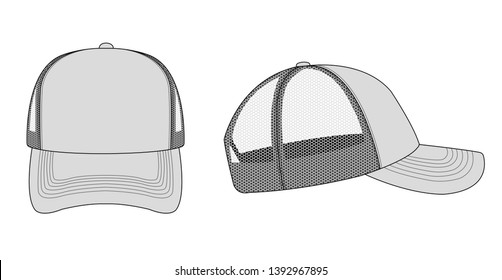 trucker cap / mesh cap template illustration (gray)