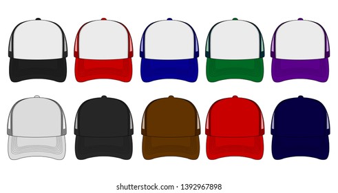 trucker cap / mesh cap template illustration set ( front view)