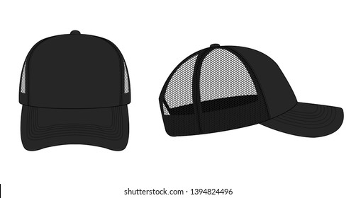 trucker cap / mesh cap template illustration (black)