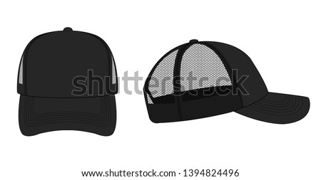 trucker cap / mesh cap template illustration (black)