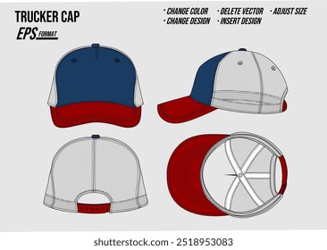 Trucker cap template mockup vector 