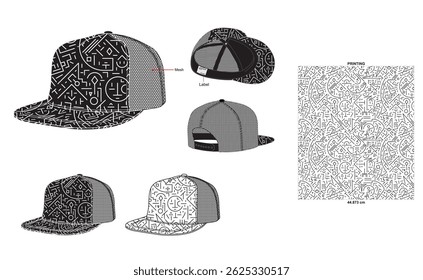TRUCKER CAPS With Abstract Geometric Pattern and Combo Colour