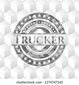 Trucker grey emblem with cube white background