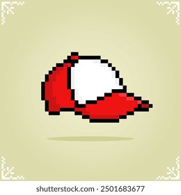 Trucker hat in 8 bit pixel art for game assets and Cross Stitch patterns in vector illustration.