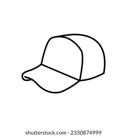 Trucker Hat, Baseball Cap Outline Vector Icon Illustration