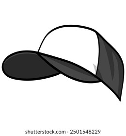 Trucker Hat Black White Cap Vector Illustration Design