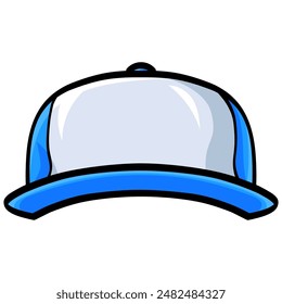 Diseño de Ilustración vectorial de gorra de béisbol blanco azul del sombrero del camionero