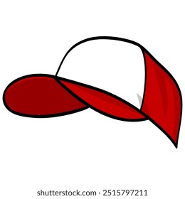 Gorra de sombrero de camionero Dibujo de Ilustración vectorial rojo y blanco