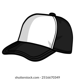 Gorra de sombrero de camionero Snapback Ilustración vectorial en blanco y negro