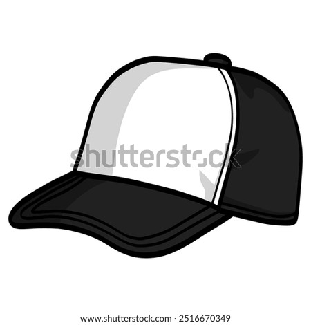 Trucker Hat Cap Snapback Black and White Vector Illustration