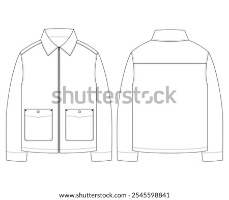 Trucker Jacket Denim Jacket Coach Jacket vector illustration template design flat design mock up