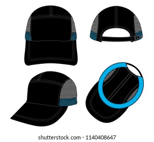 Trucker net baseball cap design 
(Black / Blue)