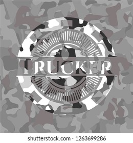 Trucker on grey camouflaged pattern