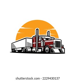 Trucking 18 wheeler tractor vector illustration isolated