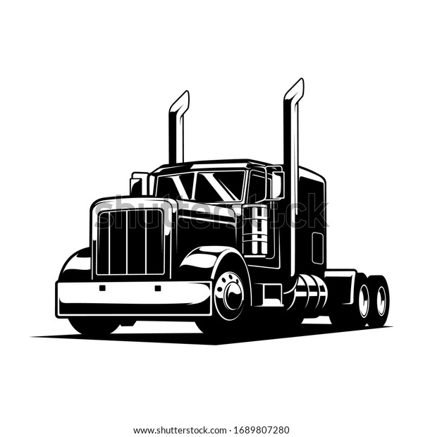 Trucking Black White Vector Illustration Trucking Stock Vector (Royalty ...