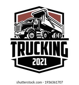 Trucking Company 2021 Logo Badge Emblem Vector Isolated. Ready made logo template set vector isolated