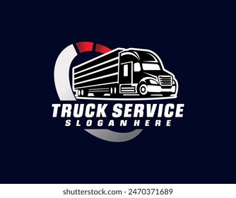 Trucking company badge logo, semi truck logo, 18 wheeler ready made logo template