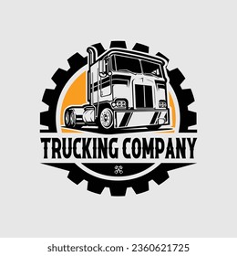 Trucking Company Circle Emblem Vector Logo Template Set Isolated