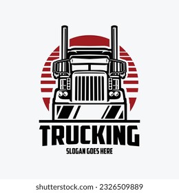 Trucking Company Circle Logo Template. Front View Truck Vector. Best for Trucking Related Industry