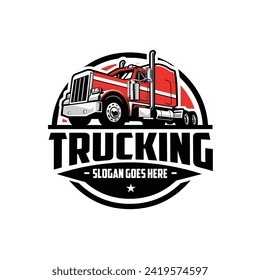 Trucking company emblem logo vector isolated. Ready made logo template set. Best for trucking and freight related logo