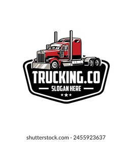 Trucking company emblem logo vector isolated. Ready made vector logo template set. Best for trucking and freight related industry