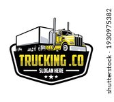 Trucking company logo. Bold badge emblem logo concept. Ready made logo template set vector isolated