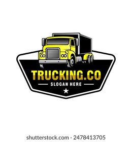 Trucking company logo. Bold badge emblem logo concept. Ready made logo template design.