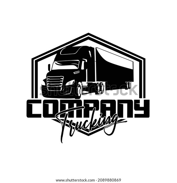 Trucking company logo. Bold\
badge emblem logo concept. Ready made logo template set vector\
isolated