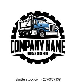 Trucking company logo emblem gear concept. Best for trucking and freight related industry