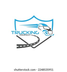 Logo de la empresa de transporte. Logotipo perfecto para la industria del transporte por carretera. Ilustración vectorial. Vector de logotipo de transporte en camiones. Diseño del logo del camión.