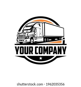 Trucking Company Logo. Semi truck 18 wheeler logo vector isolated. Ready made logo template set vector isolated