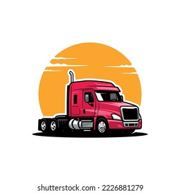 Trucking company logo. Semi truck 18 wheeler vector