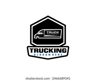 Trucking company logo template, Flat truck logo collection