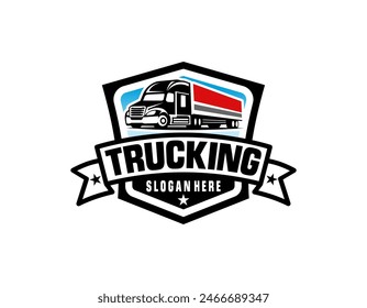 Trucking company logo template, Flat truck logo collection