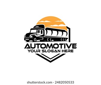 Trucking company logo template, Transportation logo. Silhouette truck various emblems of logistic theme. business logo isolate