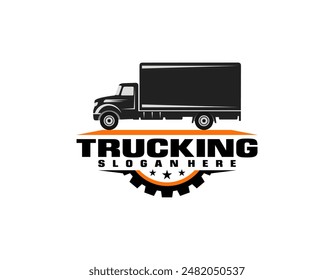 Trucking company logo template, Transportation logo. Silhouette truck various emblems of logistic theme. business logo isolate