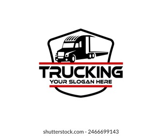 Trucking company logo template, Logo with truck on white background
