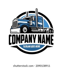 Trucking company ready made logo. 18 wheeler semi truck logo vector related industry