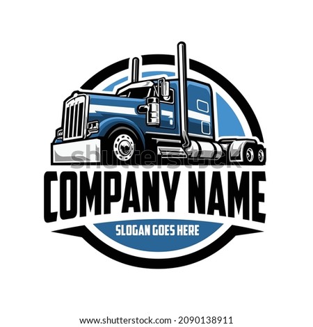 Trucking company ready made logo. 18 wheeler semi truck logo vector related industry