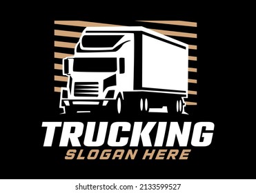 Trucking Company Silhouette Logo Template Stock Vector (Royalty Free ...