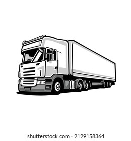 Trucking freight 18 wheeler container truck vector illustration isolated in white background