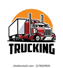 Trucking freight 18 wheeler vector illustration. Best for tshirt design