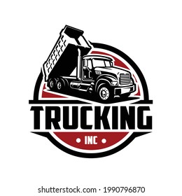 Trucking Inc logo. Dump Truck Logo. Tipper Truck Logo Vector Isolated