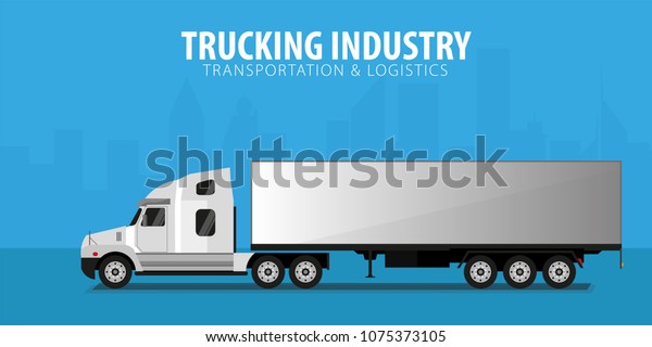 Trucking Industry banner, Logistic and
delivery. Semi truck. Vector
Illustration
