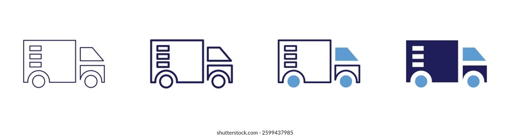 Trucking industry icon in 4 different styles. Thin Line, Line, Bold Line, Duotone. Duotone style. Editable stroke.