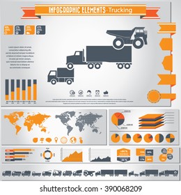 Trucking - infographics elements and icons set combined.