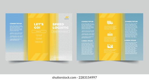 Trucking Logistics trifold brochure template. A clean, modern, and high-quality design tri fold brochure vector design. Editable and customize template brochure