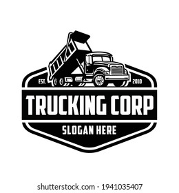 Trucking Logo. Bold Badge Trucking Logo concept, Black and white color. Ready made logo template set vector isolated