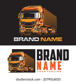 logotipo de camionaje semirremolque logotipo de camión Color naranja